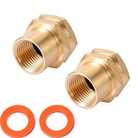 Kbrotech Brass Garden Hose Adapter, 3/4”GHT Female x 1/2”NPT Female Connector,GHT to NPT Adapter Brass Fitting,Brass Garden Hose to Pipe Fittings Connect 2pcs