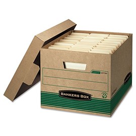 Bankers Box 12770 Storage File Boxes,w/Lid, 550 lb, 12-Inch x15-Inch x10-Inch ,12/CT,Kraft/GN