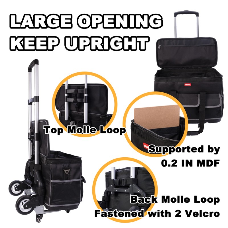 Justzon Rolling Tool Bag with Wheels - Aluminum Alloy Trolley