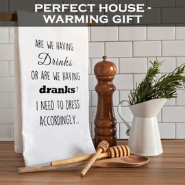Are We Having Drinks Or Are We Having Dranks Towel 18x24 Inch Funny Kitchen Towel Saying, Kitchen Funny Dish Towel, Funny Saying Kitchen Towel, Funny Dish Towel Saying Funny Tea Towel Funny Hand Towel