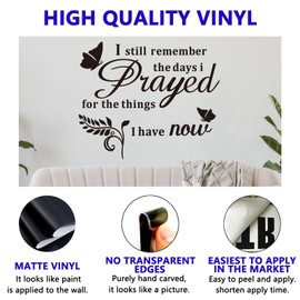 Inspirational Family Quotes Wall Stickers: Home Vinyl Art Wall Decals for Living Room Kitchen - I Still Remember The Days I Prayed 18" X 15"