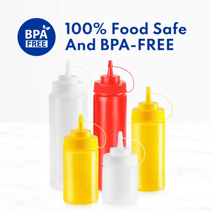 New Star Foodservice Squeeze Bottles, Plastic, 12 oz, Yellow, Pack