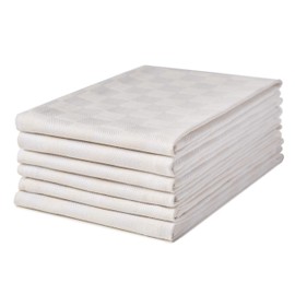 Sticky Toffee 100% Cotton Tea Towel - Champagne Chequered Pattern, Pack of 6 | KitchenTowel Set | Absorbent, Strong, Quick Dry & Machine Washable | For Home Decor & Bathroom Accessories