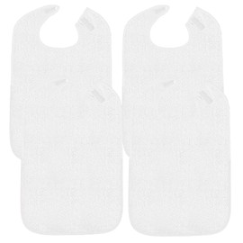 Fiyuer Bib for Adults, Seniors, Reusable, Washable, Waterproof Terry Towelling Bib, Adult Bib, Easy to Clean, Unisex Clothing Protector for Mother and Dad, White-4