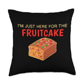 Christmas Food Gear for Fruitcake Lovers Funny I’m Just Here for The Fruitcake Christmas Throw Pillow, 18x18, Multicolor