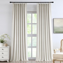 Vision Home Velvet Pinch Pleated Blackout Curtains 80% Room Darkening Window Curtains 108 inch for Living Room Bedroom Thermal Insulated Velvet Pleat Drapes Pin Hooks 2 Panels 40"Wx108"L,Greyish White