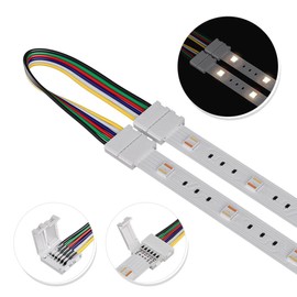 BTF-LIGHTING 5PCS 6Pin 12mm Wide Dual End with 15cm Long Cable LED Strip Solderless DIY Connector Adapter Conductor for RGBCCT RGBWW LED Flexible Strip Light