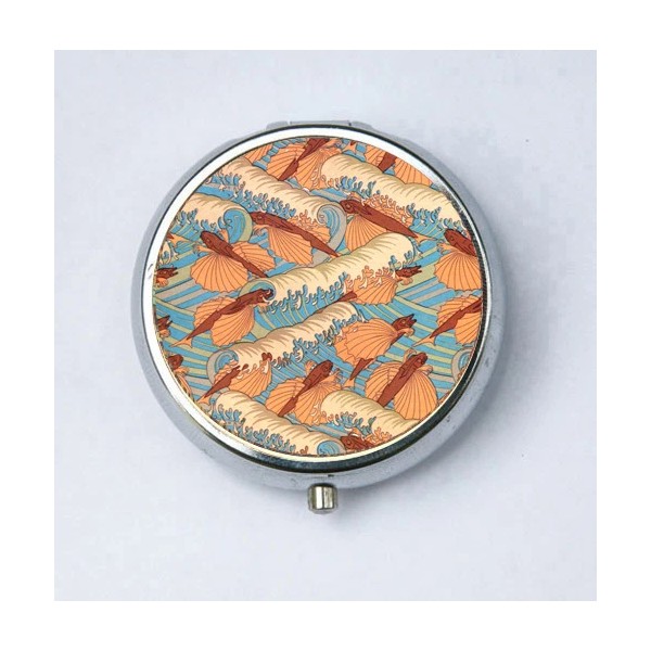 Does not apply Art Nouveau Flying Fish Waves Pill case