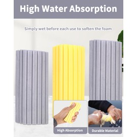 Toaren Pack of 6 Reusable Dust Sponges, Damp Duster Sponge, Dirt Eraser Sponge, Wet Sponge Duster Cleaning Sponge for Household Cleaning of Glass, Mirrors, Blinds, Railings (Yellow Grey)