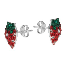 Strawberry Sensation CZ .925 Silver Stud Earrings