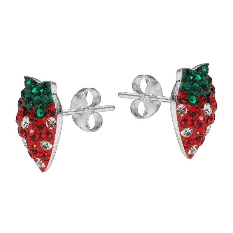 Strawberry Sensation CZ .925 Silver Stud Earrings