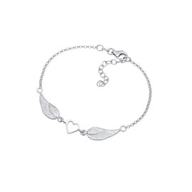 Elli Women's Bracelet Heart Wings Pendant in 925 Sterling Silver, Facet cut, Without Stone