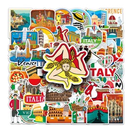 50Pcs Italy Stickers,Italian Graffiti Stickers,Vinyl Waterproof Sticker for Kids Teens Girls,for Phone Laptop Water Bottles Skateboard Computer Phone Luggage Guitar Car Gifts Sticker