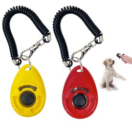 DILUSILK 2 PCS Dog Clicker, Dog Training Clicker with Wrist Strap for Dog Cat Horse Clickers for Dog Training Lightweight Durable Puppy Clicker Training Kit, for Pet Lovers (Red ，Yellow)