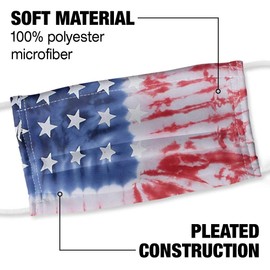 Popfunk American Flag Tie Dye 1-Ply Reusable Face Mask Covering, Unisex