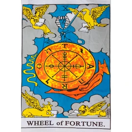 Wheel of fortune Tarot Card The Sun, The Moon, The Star, The Magician, The Emperor & The Fool Small Tapestry Cotton Posters Medieval Europe (100 CM x 75 CM) (Wheel Of Fortune)