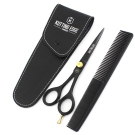 Kutting Edge - Hair Cutting Scissors 6.0" Hairdresser Shears - Professional Barber Hairdressing Trimming Scissor kit Black with Comb for Salon & Home Use