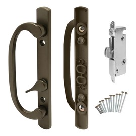 8.5" Legacy Sliding Patio Glass Door Offset Bronze Handle Set- Sash Controls 2265 WITH Mortise Lock 45° mefor Handle Replacement Fits 3-15/16” Screw Hole Spacing & 1-1/4" to 2-1/4" Door Thickness