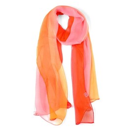 Unique Bargains Long Chiffon Light Scarf Silky Gradient Color Party Shawl Spring Summer Beach Wrap 63x19.6 inch Red Orange