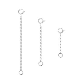 GlasFlength Chain Extension, Silver, Pack of 3, 925 Sterling Silver Extension Chain, Necklace Extension for Jewellery Making to Extend Your Necklaces and Bracelets, Women and Men (3 5 8 cm), Silver,