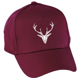 Hippowarehouse Geometric Stag Baseball Cap hat Premium Printed 5 Panel OneSize Adults Burgundy