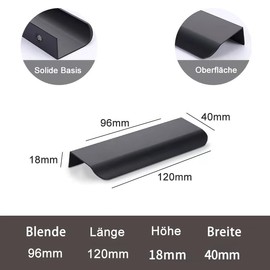 Pack of 4 Furniture Handles, Hidden Door Handles, Cabinet Handles, Aluminium Drawer Handles, Hidden Handles, Invisible Furniture Handles, Kitchen Handles - Black, 12 cm