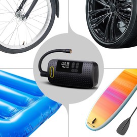 AGT Mini-Akku-Kompressor-Luftpumpe mit LED-Display, 2.000 mAh, 150 psi