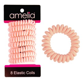 Amelia Beauty, 8 Small Fabric Wrapped Elastic Hair Coils, 1.75in Diameter Spiral Hair Ties, Gentle on Hair, Strong Hold and Minimizes Dents and Creases, Pink