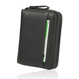 LASIEM Men's Mini Wallet, Bifold Wallet, Compact, Genuine Leather, "Can Store Your Bills Without Billing", Anti-Skimming, Card Case, Coin Purse, External Pocket, Women's, gray (steel gray)