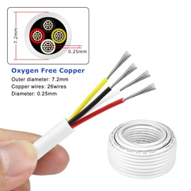 YOEPLAVSE 50FT 16 Gauge 4 Conductor Electrical Wire, 16 AWG 4 Wire Cable Tinned Copper PVC Stranded, 16/4 Low Voltage Landscape Wire for LED Lighting Trailer Automotive, White