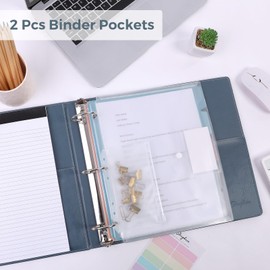 SKYDUE 3 Ring Binder with Clipboard, 2 Inch Heavy Duty Binder, PU Clipboard Binder with Notepad & 5 Dividers with 10 Pockets, Labels, Clipboard Folder Great for School Office(Fit Letter Sized Paper)