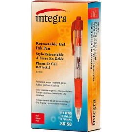 Retractable Gel Pen with Rubber Grip, Dozen Color/Point Size: 0.5mm, Red