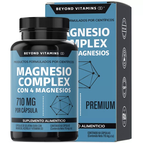 Beyond Vitamins Magnesio Complex | Citrato De Magnesio | Glicinato De Magnesio | Gluconato De Magnesio | 710 Mg | Sin Rellenos - 60 Cápsulas