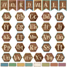 Word Wall Classroom Bulletin Board Set Classroom Alphabet Letters for Wall Alphabet Classroom Decoration Supplies for Home Preschool Primary School Classroom Wall Decor （Wood Grain)