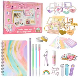 Kit de Diario para Niñas de 5 a 13 Años - 80 Piezas Set de Papelería para Diarios Bricolaje, Manualidades Creativas y Scrapbooking - Incluye Marcadores, Pegatinas, Marcos de Fotos y Más - Regalo Perfecto para Adolescentes y Niñas