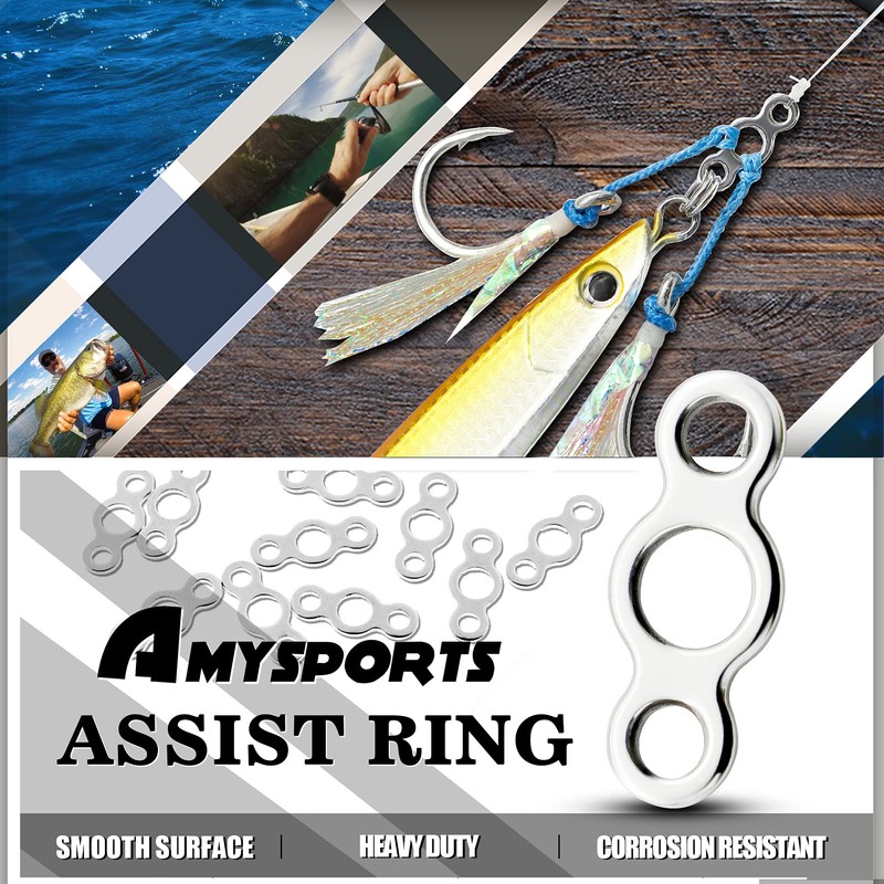 AMYSPORTS High Strength Solid Ring Fishing Stainless Steel Jigging Ring