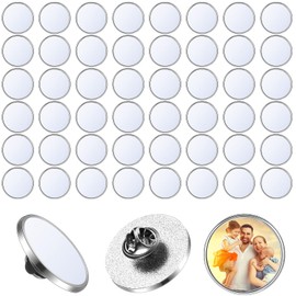 Jexine 50 Pcs Sublimation Blank Pins DIY Button Badge Kit Sublimation Silver Blank Aluminum Sheet with Butterfly Pin Backs for DIY Craft Lapel Jewelry Making Supplies (Round)
