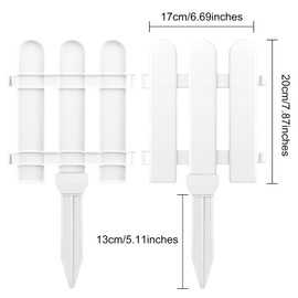 ELECLAND 22 Pieces Garden Fence with 22 Pieces Fence Insert White Plastic Fence Garden Picket Fence Edgings Lawn Flowerbeds Plant Borders Decorative Garden Yard