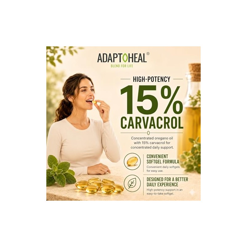 Adaptoheal Aceite de Or?gano, 60 C?psulas Blandas: Suplemento de Apoyo