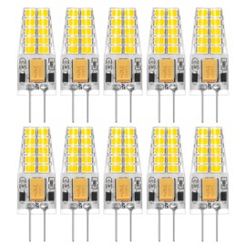 NQWKMZMDJ 10 Pack G4 LED Bulb 12V 2.5W Equivalent 30W T3 Bi-Pin Base AC/DC 4000K Natural White G4 Light Bulbs 300 Lumens 360°Beam Angle for Chandelier, Table lamp, Outdoor Landscape Lighting