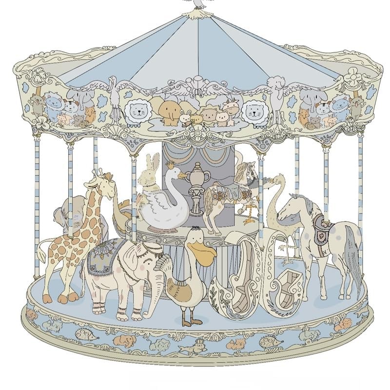 HGHG New Carousel Swaddles Soft Baby Muslin Swaddle Blanket (Carousel
