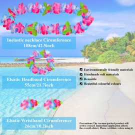 LUTAKU Pack of 32 Hawaiian Flower Garlands, Tropical Party Decorations, Hula Necklace Lei, Hawaiian Leis Set, Hawaiian Flowers Necklace Headbands Bracelets (32)