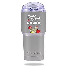 MightySkins Skin Compatible with Pelican Tumbler 22 oz – Crazy Chicken Lover | Protective, Durable, and Unique Vinyl Decal wrap Cover | Easy to Apply, Remove, and Change Styles | Made in The USA