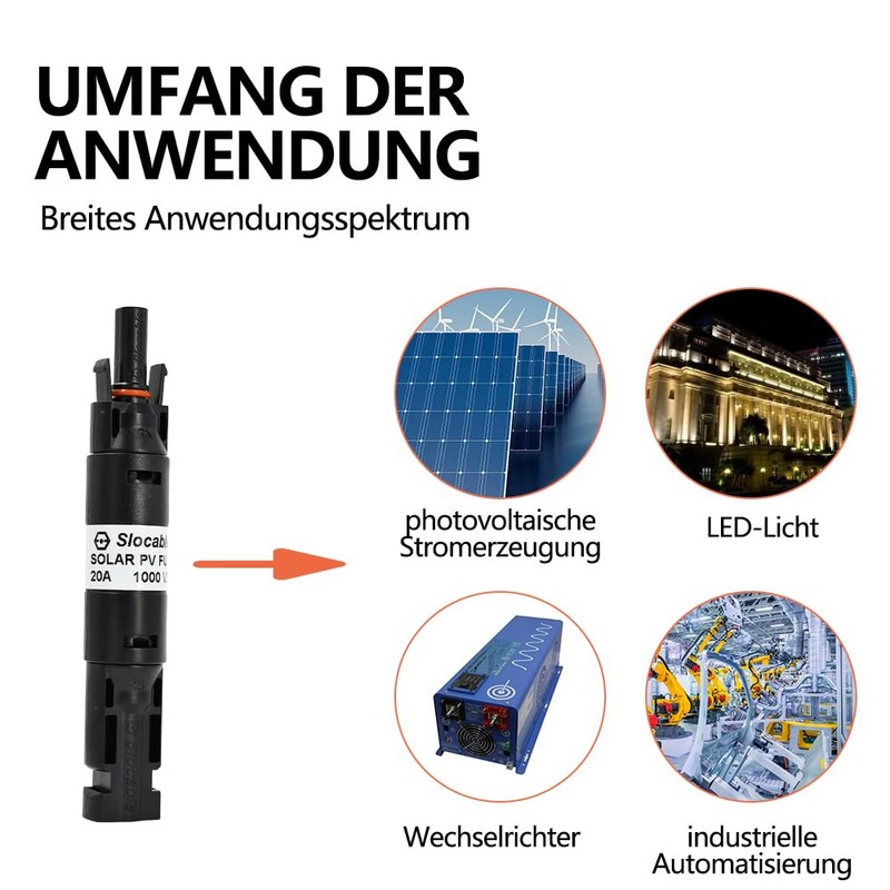 Slocable Solar Fuse Holder Connection, 10 A IP68 Waterproof 1000