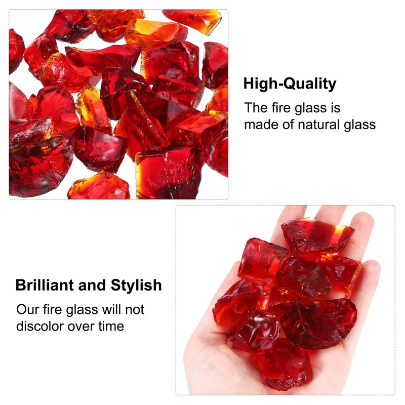 sourcing map Fire Glass for Fire Pit,2-3cm(1/9") High Luster Reflective