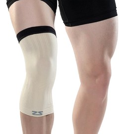 Zensah Compression Knee Sleeve - Relieve Knee Pain, Treat Runners Knee, Patella Support (Large, Beige)