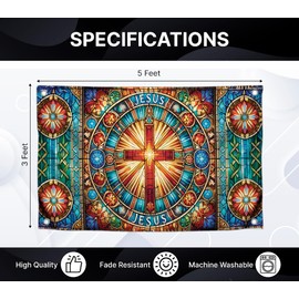 3x5 Feet Religion Wall Flag with Quote ''Jesus'' Tapestry for Dorm with Four Brass Grommets - Funny Bright College Decorate - Single Sided Meme Banner for Bedroom Men - Polyester Flags for Room Guys