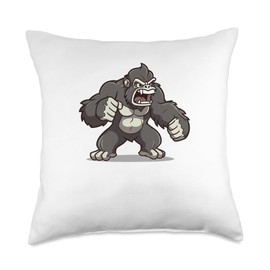Angry Gorilla Cool Gorilla Gorilla Mode Preworkout Monkey Throw Pillow