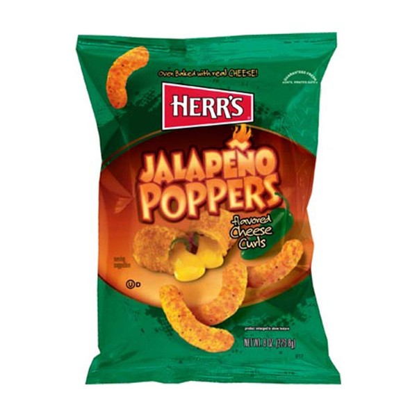 Herr's Jalapeno Poppers Cheese Curls 7 Oz (Pack of 3)