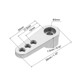 QUARKZMAN Pack of 5 Aluminium Servo Horn 25T Servo Horn Steering Short Arm 28 mm Length Silver Suitable for DIY RC Car/Boat/Planes Boat Model Accessories